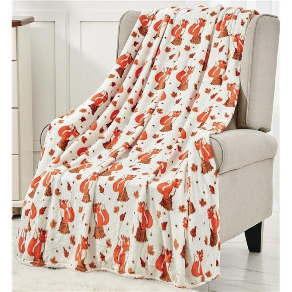 Autumn Wonder Microplush Throw Blanket (50'' x 60'') - Fox in The Forest